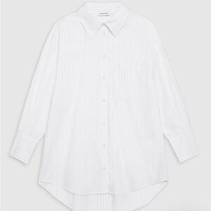 Anine Bing Mika Oversized Button Down w/ Black Pinstripe Detailing